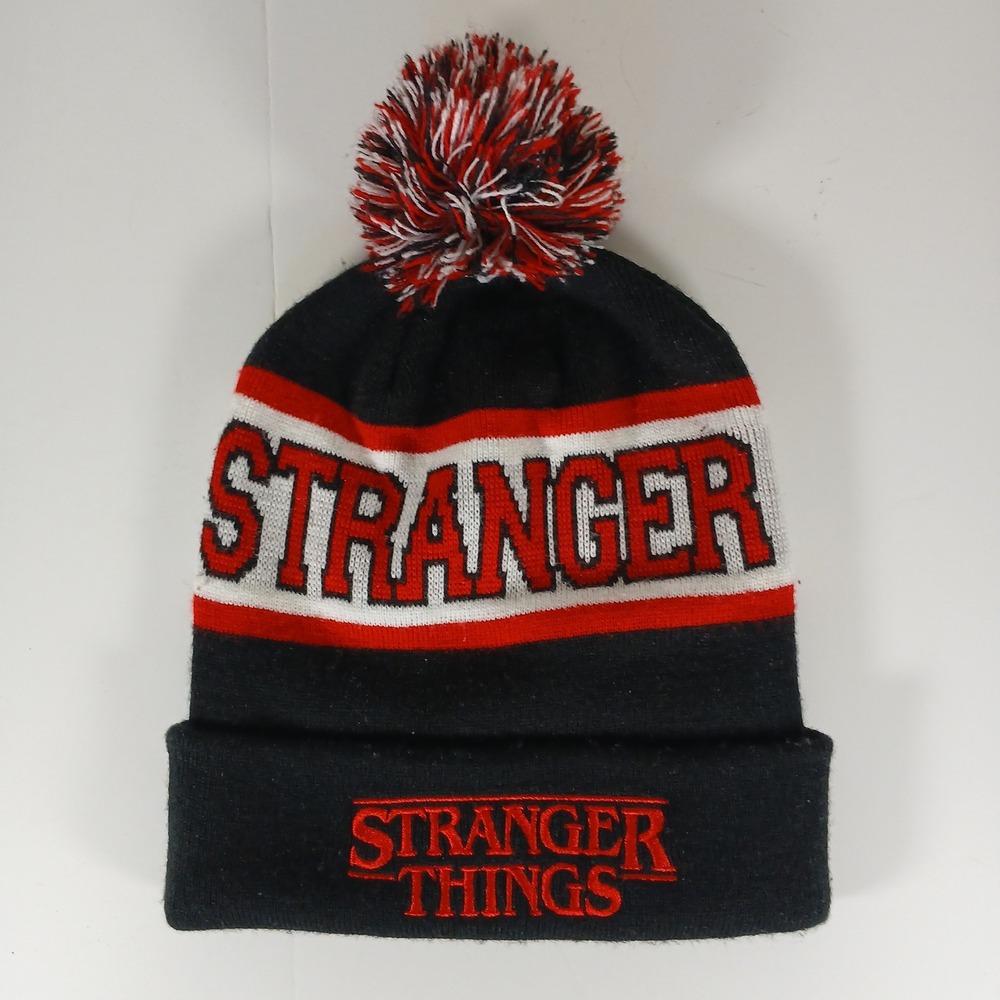 Loungefly x Stranger Things Beanie Unisex OSFM Black Red Pom Pom Knit Hat